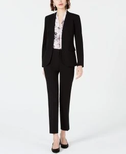 Bar III Women's Open-Front Jacket, Printed Blouse & Straight-Leg Pants, Created For Macy's
