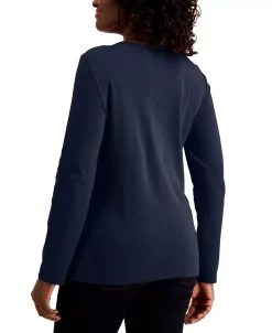 Alternative view of Karen Scott Long Sleeve Cotton Scoop-Neckline Top, Created For Macy's