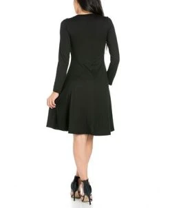 Alternative view of 24Seven Comfort Apparel Women's Classic Long Sleeve Flared Mini Dress