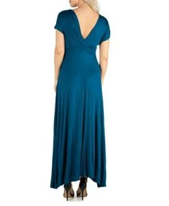Alternative view of 24Seven Comfort Apparel Women's Cap Sleeve V Neck Maxi Dress