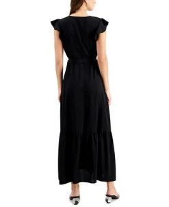 Alternative view of Bar III Flutter-Sleeve Wrap Dress, Created For Macy's
