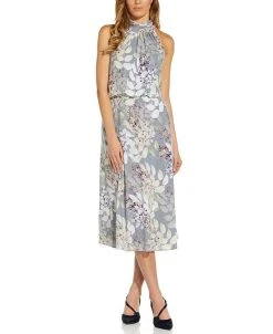 Adrianna Papell Bow-Back Halter Midi Dress