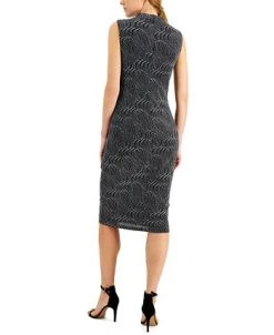 Alternative view of Anne Klein Metallic Swirl Side-Ruched Midi Dress