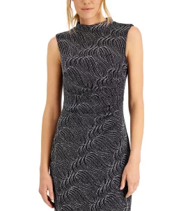 Anne Klein Metallic Swirl Side-Ruched Midi Dress 8 Anne Klein Metallic Swirl Side-Ruched Midi Dress -Anne Klein Sales Store 20287543 fpx