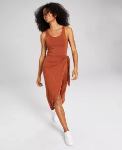 And Now This Women's Knit Side-Tie Tulip Midi Dress