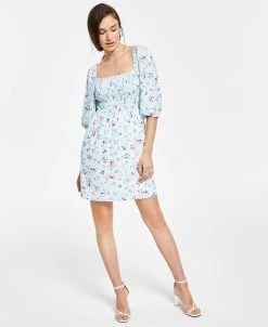 Bar III Printed Smocked Convertible Dress, Created For Macy's