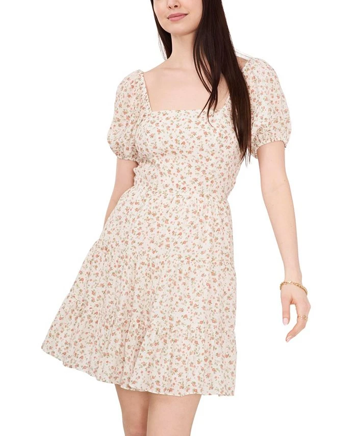 1.STATE Women's Short Sleeve Square Neck Tie Back Dress 1 1.STATE Women's Short Sleeve Square Neck Tie Back Dress
