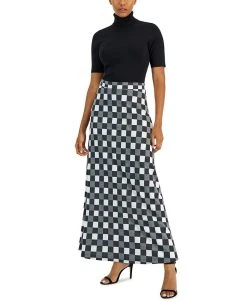 Anne Klein Women's Half-Sleeve Turtleneck & A-Line Skirt