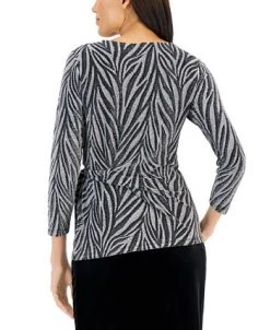 Alternative view of Kasper Women's Side-Tie Metallic Shimmer Knit Top
