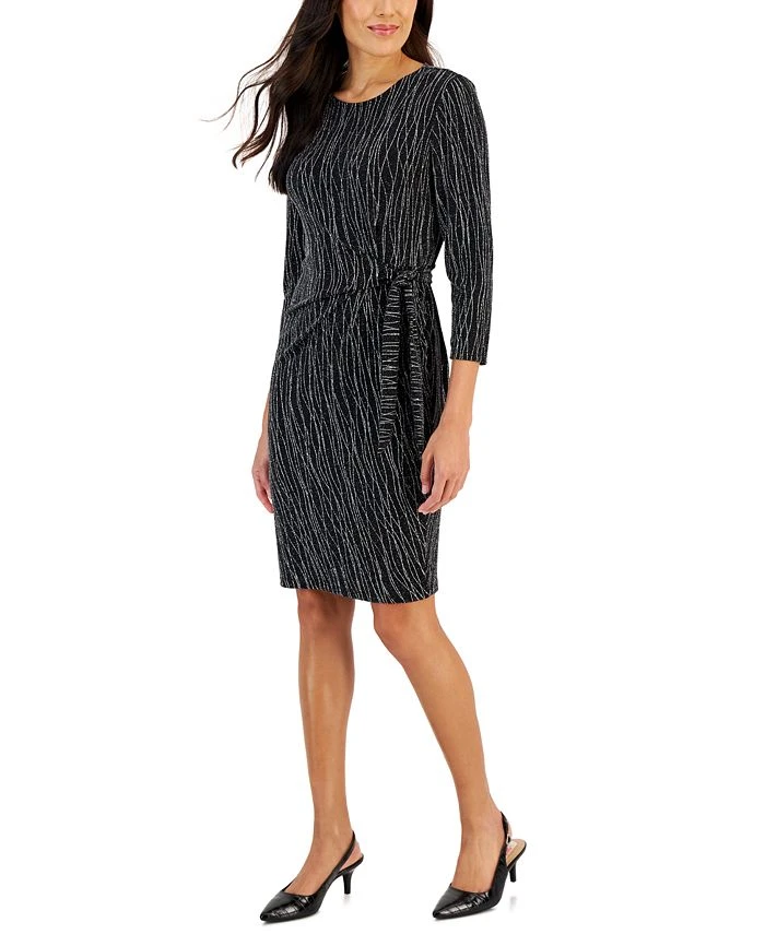 Kasper Women's Anise Metallic Faux-Wrap Dress 1 Kasper Women's Anise Metallic Faux-Wrap Dress