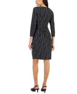 Alternative view of Kasper Women's Anise Metallic Faux-Wrap Dress