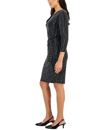 Kasper Women's Anise Metallic Faux-Wrap Dress 3 Kasper Women's Anise Metallic Faux-Wrap Dress - Image 3
