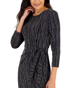 Kasper Women's Anise Metallic Faux-Wrap Dress 8 Kasper Women's Anise Metallic Faux-Wrap Dress -Anne Klein Sales Store 22302817 fpx