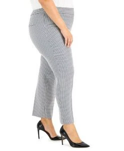 Kasper Plus Size Houndstooth Mid-Rise Slim-Leg Pants 7 Kasper Plus Size Houndstooth Mid-Rise Slim-Leg Pants -Anne Klein Sales Store 22336628 fpx