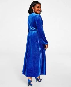 Alternative view of Kasper Glitter Velvet Faux-Wrap Midi Dress