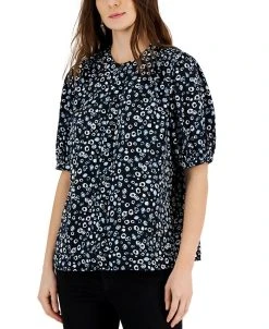 Alfani Women's Band-Collar Elbow-Sleeve Top, Created For Macy's