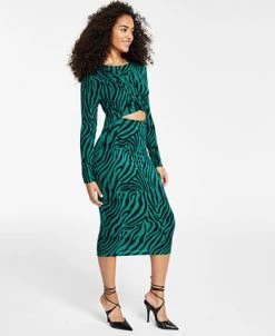Bar III Women's Twisted Cutout Printed Midi Dress, Created For Macy's 8 Bar III Women's Twisted Cutout Printed Midi Dress, Created For Macy's -Anne Klein Sales Store 22408136 fpx