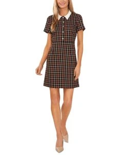 CeCe Women's Short Sleeve Rhinestone Button Dress