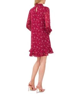 Alternative view of CeCe Women's Smocked Neck Bottom Flounce Long Sleeve Dress