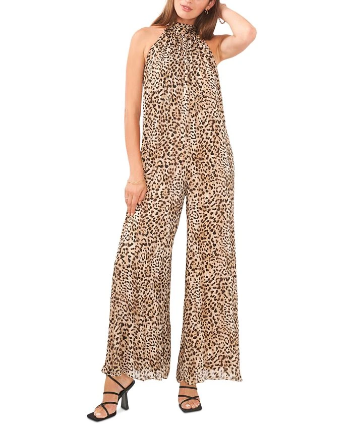 Vince Camuto Women's Animal-Print Halter Wide-Leg Jumpsuit 1 Vince Camuto Women's Animal-Print Halter Wide-Leg Jumpsuit