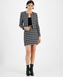 Anne Klein Sales Store 12 Bar III Women's Plaid Tweed Jacket, Embellished Camisole Top & Plaid Tweed Pencil Skirt, Created For Macy's