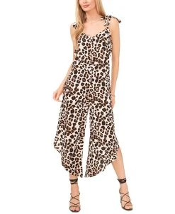 Vince Camuto Women's Animal-Print Sleeveless Cropped Jumpsuit
