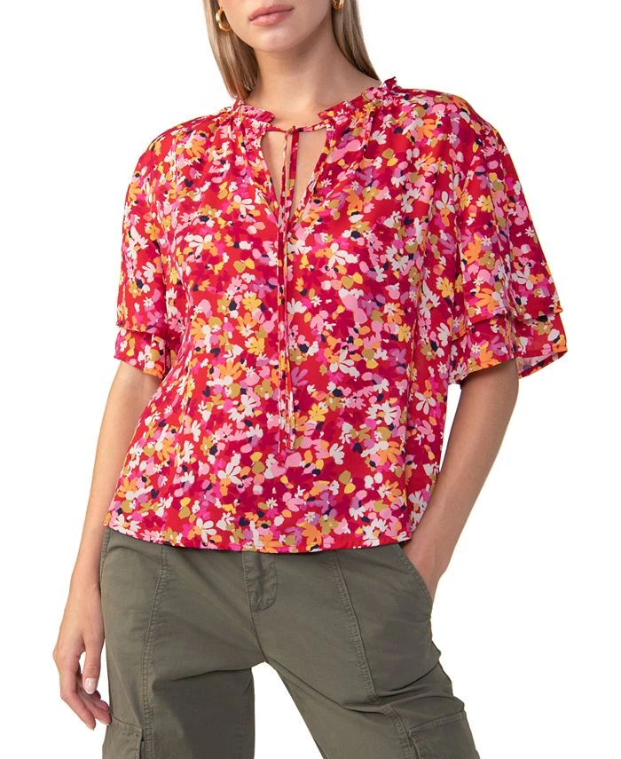 Sanctuary Women's Floral Cotton Flutter-Sleeve Top 1 Sanctuary Women's Floral Cotton Flutter-Sleeve Top