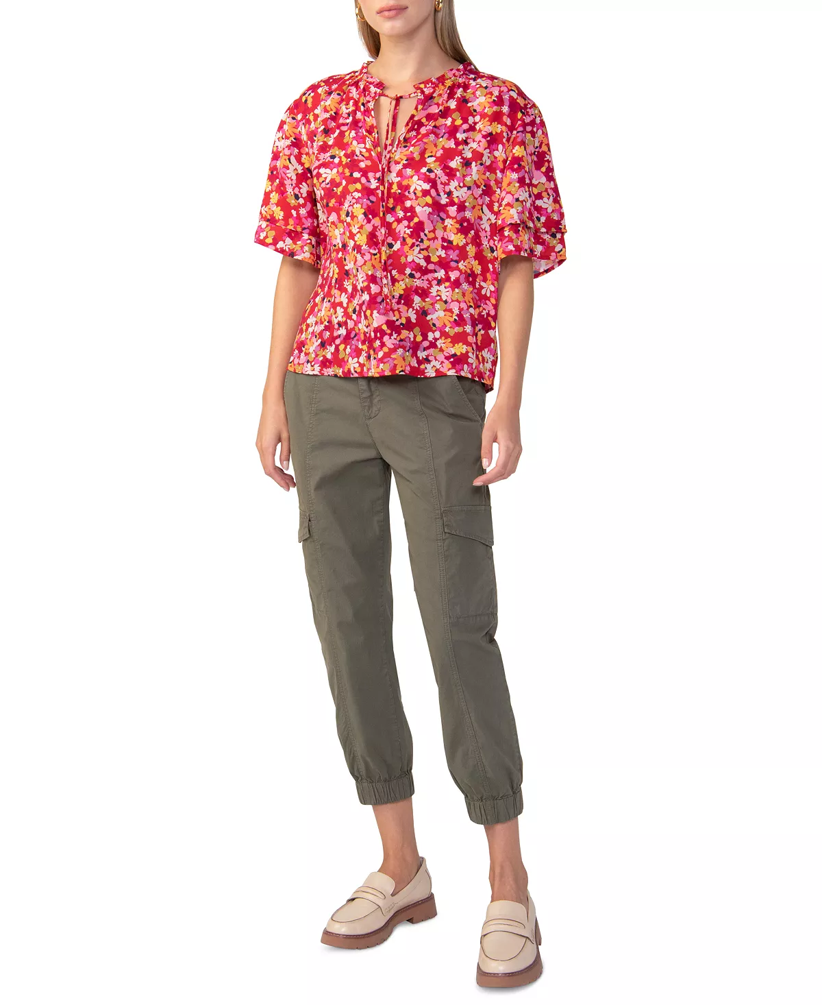 Sanctuary Women's Floral Cotton Flutter-Sleeve Top 3 Sanctuary Women's Floral Cotton Flutter-Sleeve Top - Image 3