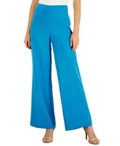 Anne Klein Montreal Satin High-Rise Side-Zip Wide-Leg Pants