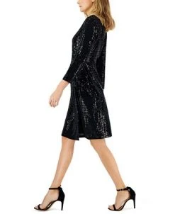 Anne Klein Women's Linear Shine Signature Wrap Midi Dress -Anne Klein Sales Store 22741541 fpx