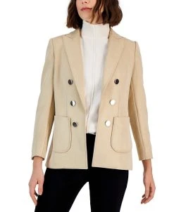 Anne Klein Women's Faux Double-Breasted Scuba-Suede Jacket