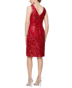 Alternative view of Alex & Eve Women's Floral-Sequin Sleeveless Slit-Front Dress