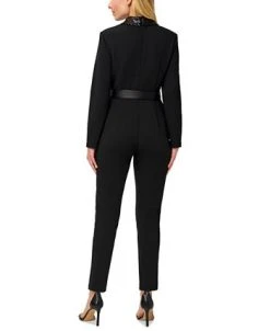 Alternative view of Adrianna Papell Women's Sequined-Collar Tuxedo Jumpsuit