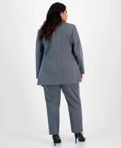 Alternative view of Bar III Plus Size Shimmer Herringbone Blazer & Ankle Pants, Created For Macy's