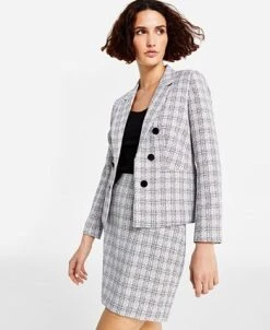 Bar III Women's Tweed Faux Double-Breasted Blazer, Created For Macy's 9 Bar III Women's Tweed Faux Double-Breasted Blazer, Created For Macy's -Anne Klein Sales Store 22803159 fpx