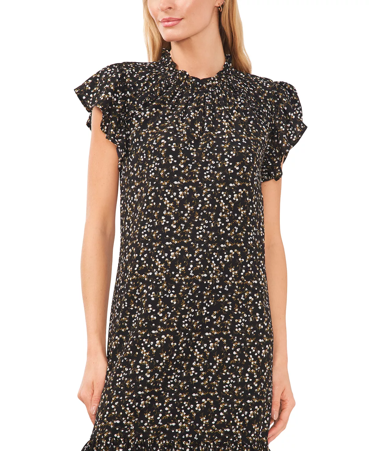 CeCe Women's Floral Ruffled Flutter-Sleeve Dress 3 CeCe Women's Floral Ruffled Flutter-Sleeve Dress - Image 3