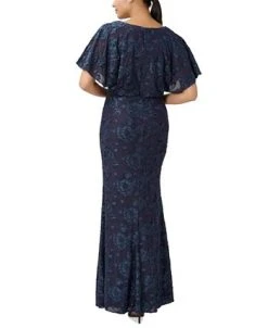 Alternative view of Adrianna Papell Women's Burnout Velvet Flutter-Sleeve Gown
