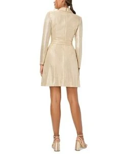 Alternative view of Adrianna Papell Women's Metallic-Knit Tuxedo Dress