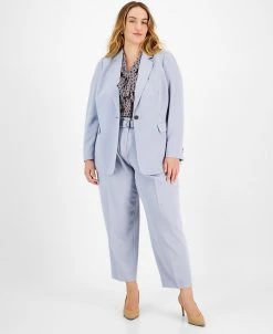 Bar III Plus Size Bow-Tie Blouse, Crepe Blazer & Pants, Created For Macy's