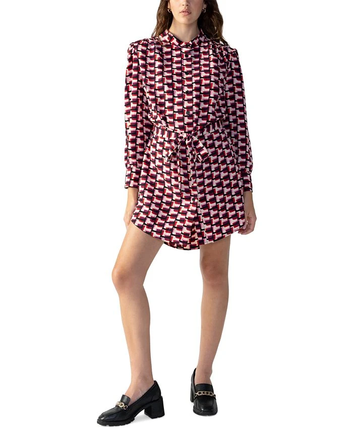 Sanctuary Women's Geo-Print Belted Mini Shirt Dress 1 Sanctuary Women's Geo-Print Belted Mini Shirt Dress