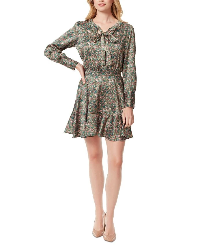 Jessica Simpson Women's Davina Floral-Print Tie-Neck Mini Dress 1 Jessica Simpson Women's Davina Floral-Print Tie-Neck Mini Dress