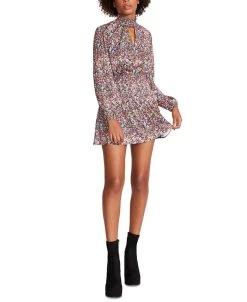 Steve Madden Women's Natalie Smocked Floral Mini Dress