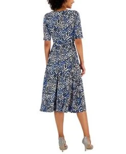 Alternative view of Kasper Women's Printed-Dot Elbow-Sleeve Midi Dress