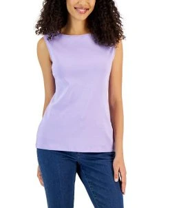 Anne Klein Sales Store 34 Karen Scott Cotton Boat-Neck Tank Top, Created For Macy's