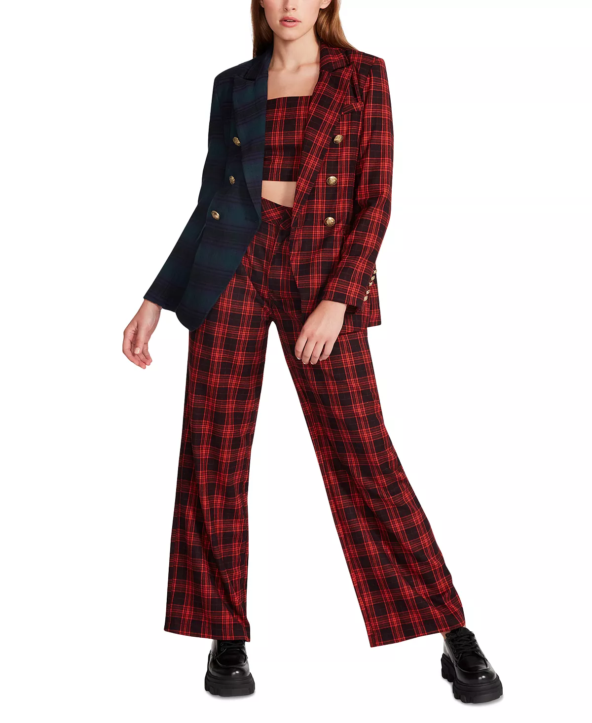 Steve Madden Ulti-Plaid Simone Button Front Blazer 4 Steve Madden Ulti-Plaid Simone Button Front Blazer - Image 4