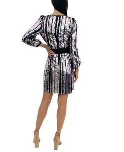 Alternative view of Sam Edelman Women's Sequined Striped Tie-Belt Sheath Dress