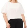 Vince Camuto Plus Size Puff-Sleeve Crewneck Top