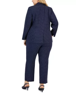 Alternative view of Kasper Plus Size Jacquard Blazer, Bow Top & Elastic Pants