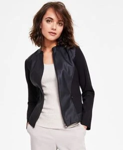 Alternative view of Alfani Faux Leather Trim Jacket, Created For Macy's