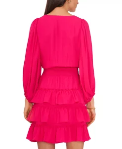 Vince Camuto Women's V-Neck Balloon-Sleeve Tiered Dress 8 Vince Camuto Women's V-Neck Balloon-Sleeve Tiered Dress -Anne Klein Sales Store 23186200 fpx